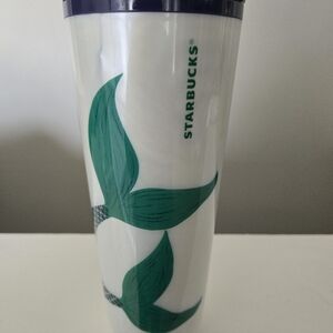 Starbucks White and Green Leaf Tumbler
